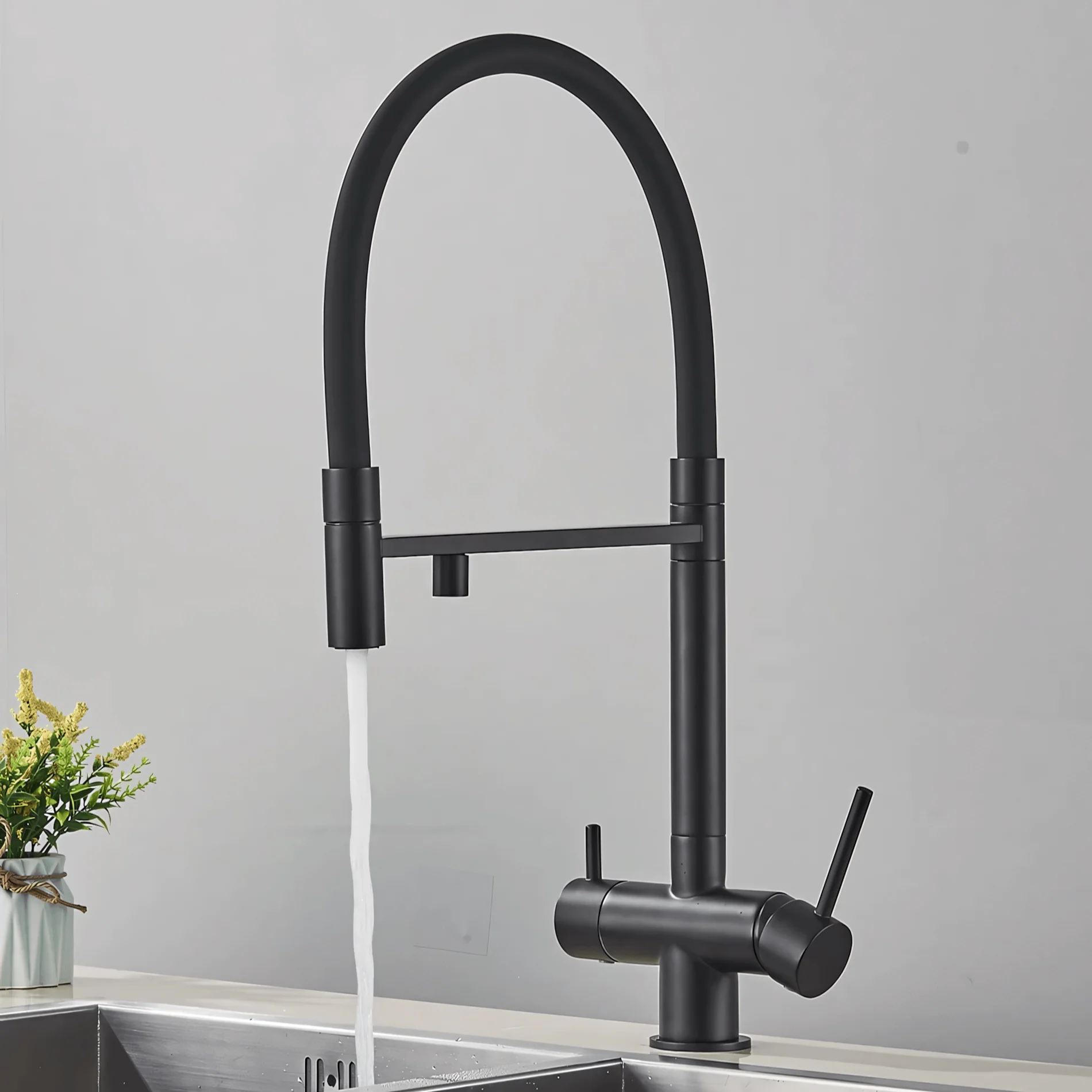 Trier - Three-Way Kitchen Faucet with Filter Tap Reverse Osmosis Compatible and Pull-Down Spout - Image 12