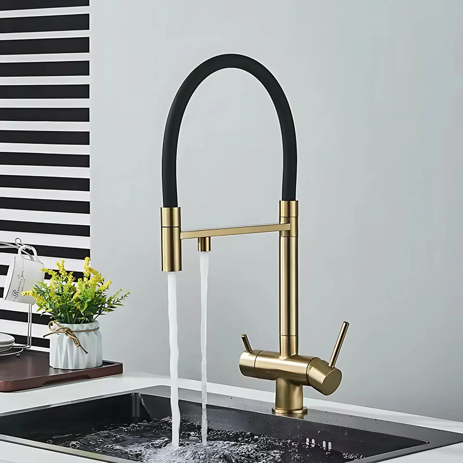 Trier - Three-Way Kitchen Faucet with Filter Tap Reverse Osmosis Compatible and Pull-Down Spout - Image 14