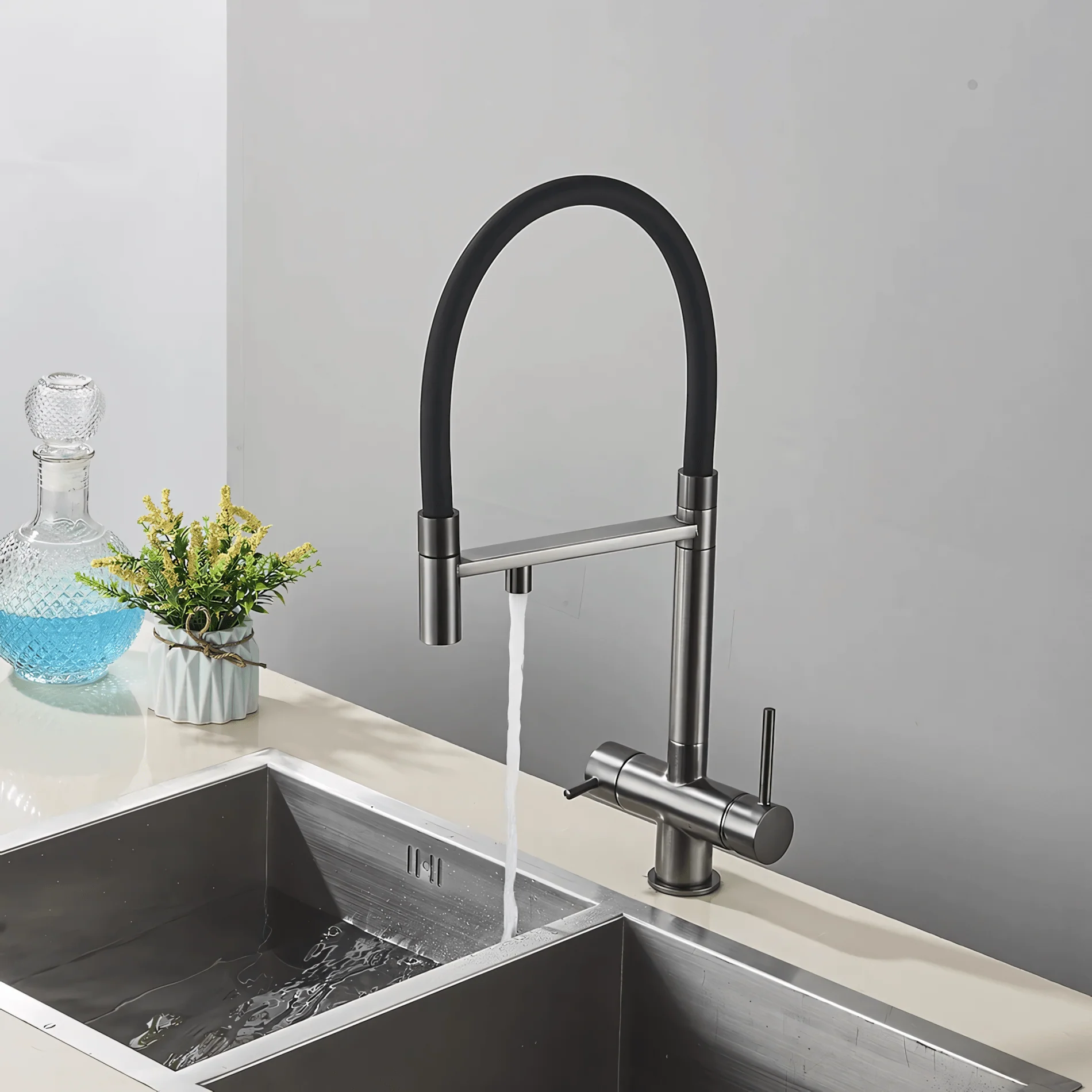 Trier - Three-Way Kitchen Faucet with Filter Tap Reverse Osmosis Compatible and Pull-Down Spout - Image 4