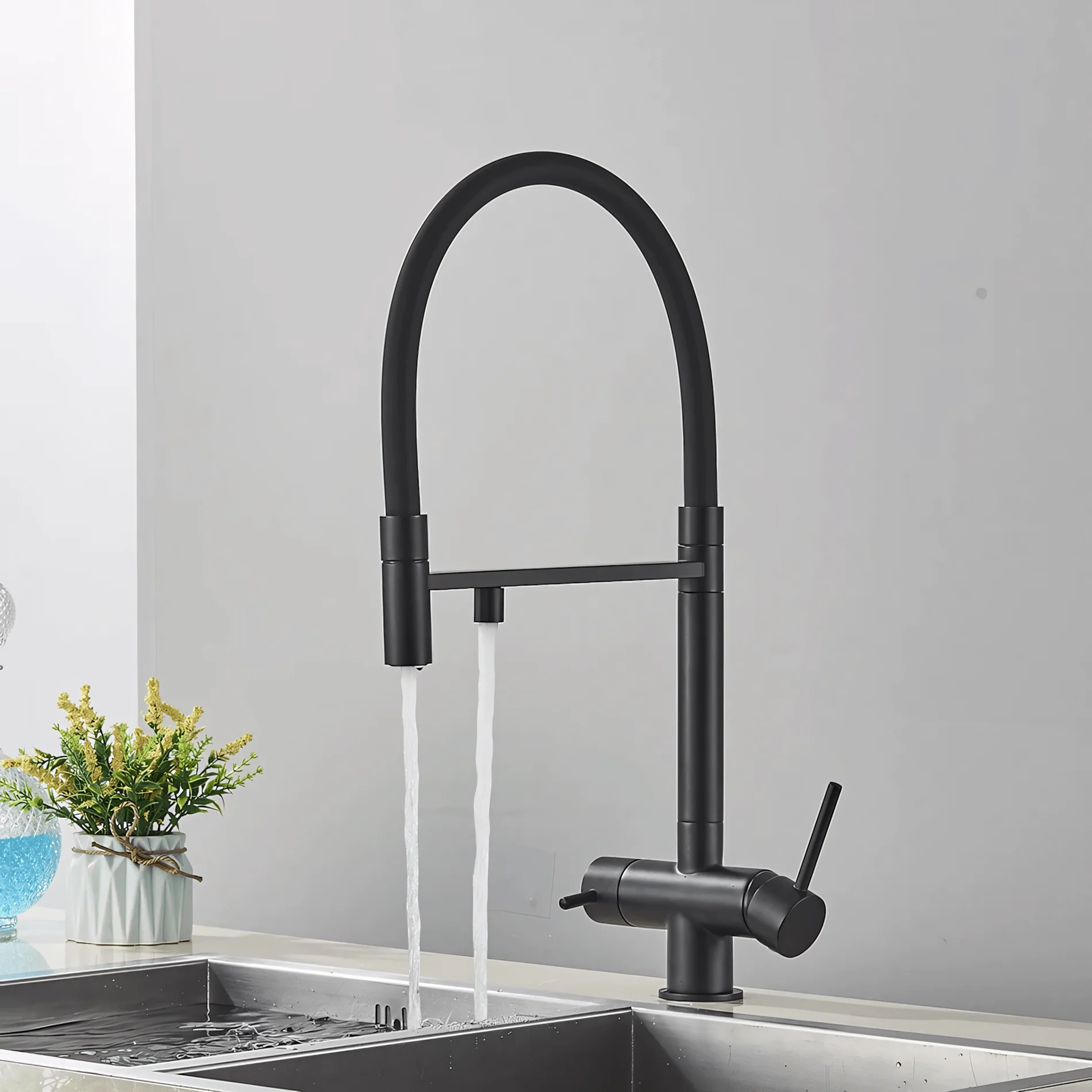 Trier - Three-Way Kitchen Faucet with Filter Tap Reverse Osmosis Compatible and Pull-Down Spout - Image 8