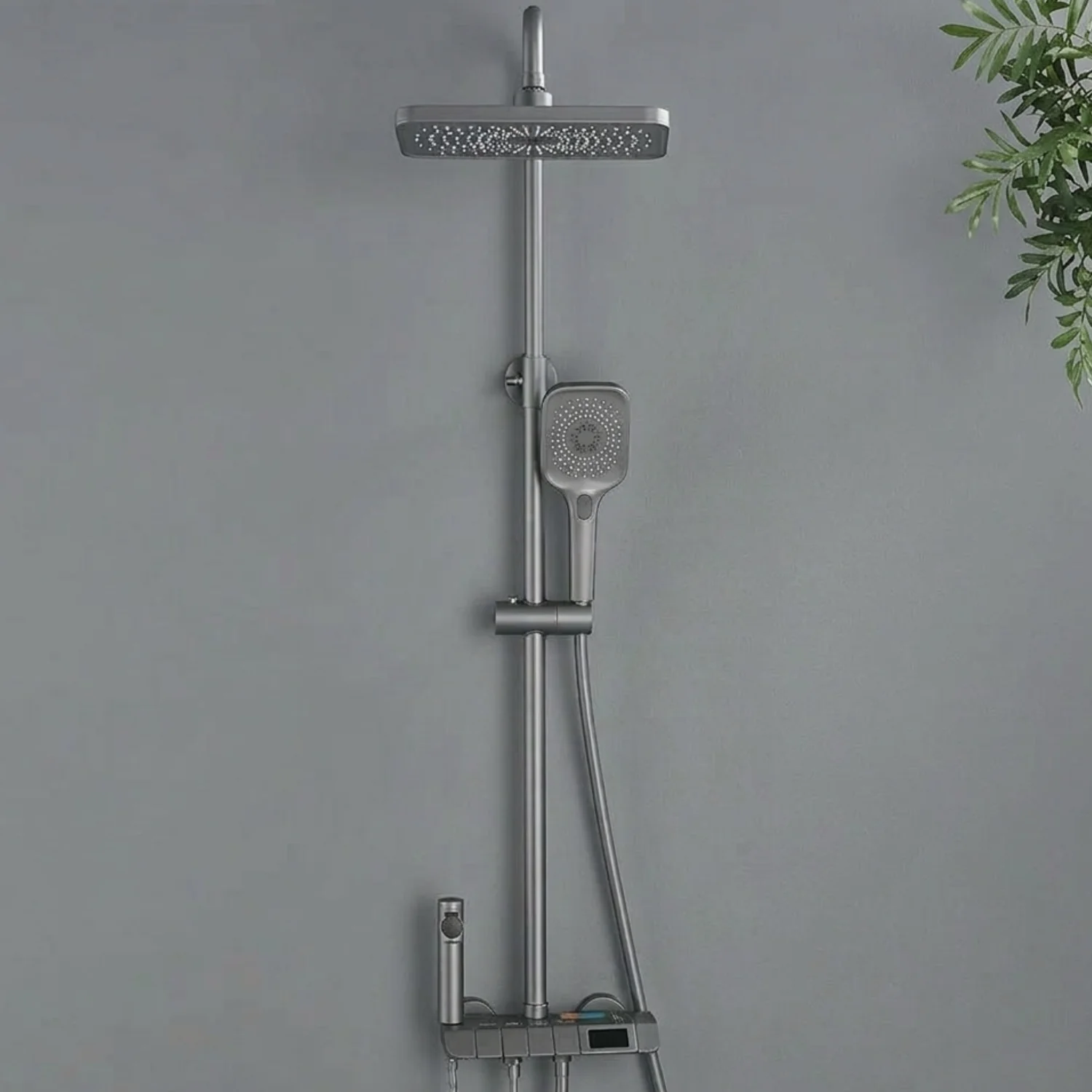 Turku - Digital Thermostatic Shower Faucet Set with LED Temperature Display 4 Function Rainfall Shower System Wall Mounted Hot Cold Mixer - Image 6