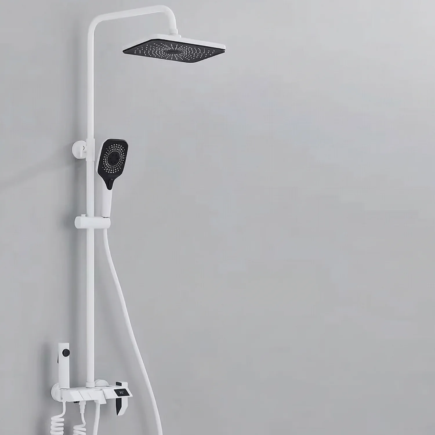 Turku - Digital Thermostatic Shower Faucet Set with LED Temperature Display 4 Function Rainfall Shower System Wall Mounted Hot Cold Mixer - Image 9
