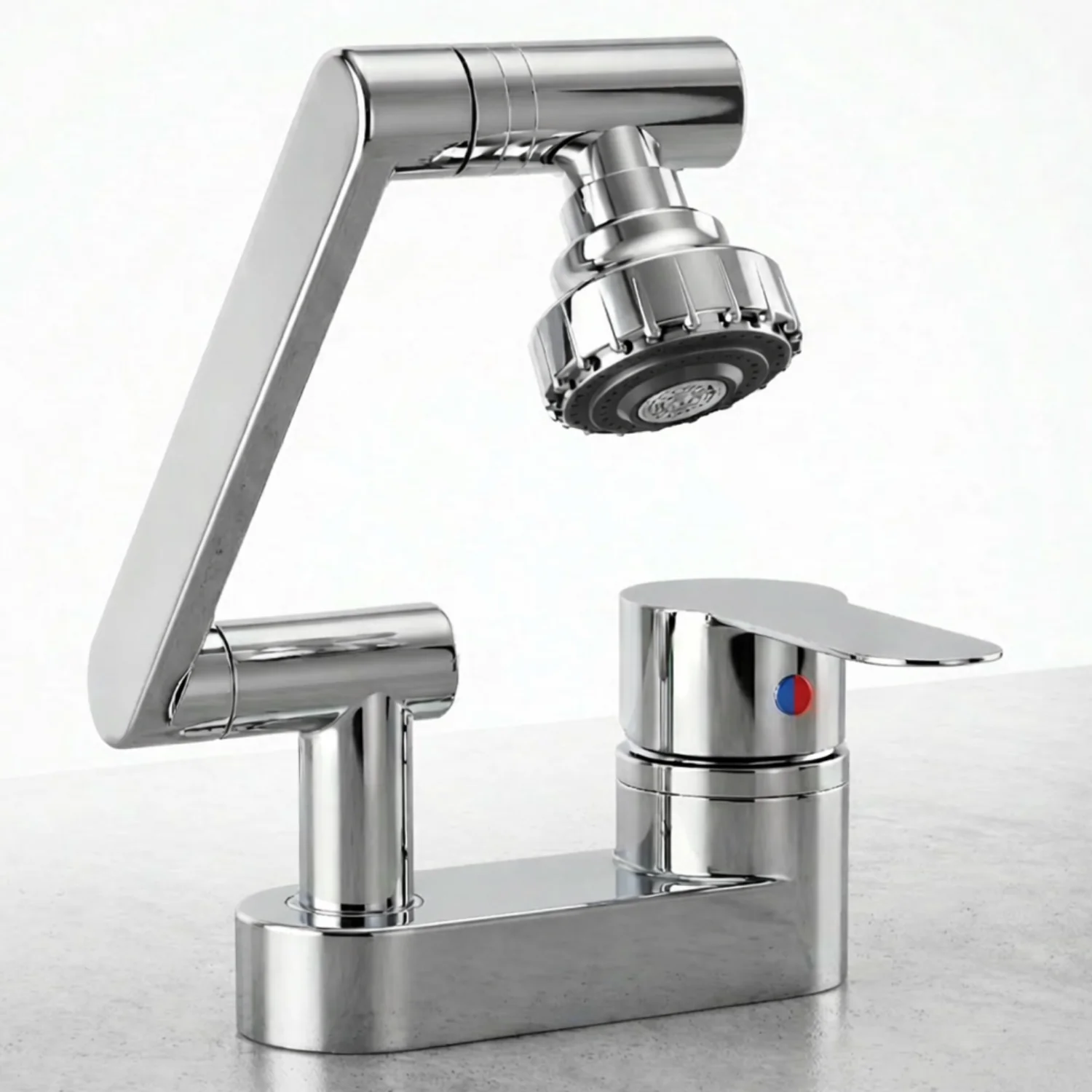 Uupsala - Wash Basin Faucet Double Hole Hot & Cold Mixer Tap with 2-Mode Rotating Nozzle Bathroom Sink Faucet - Image 10