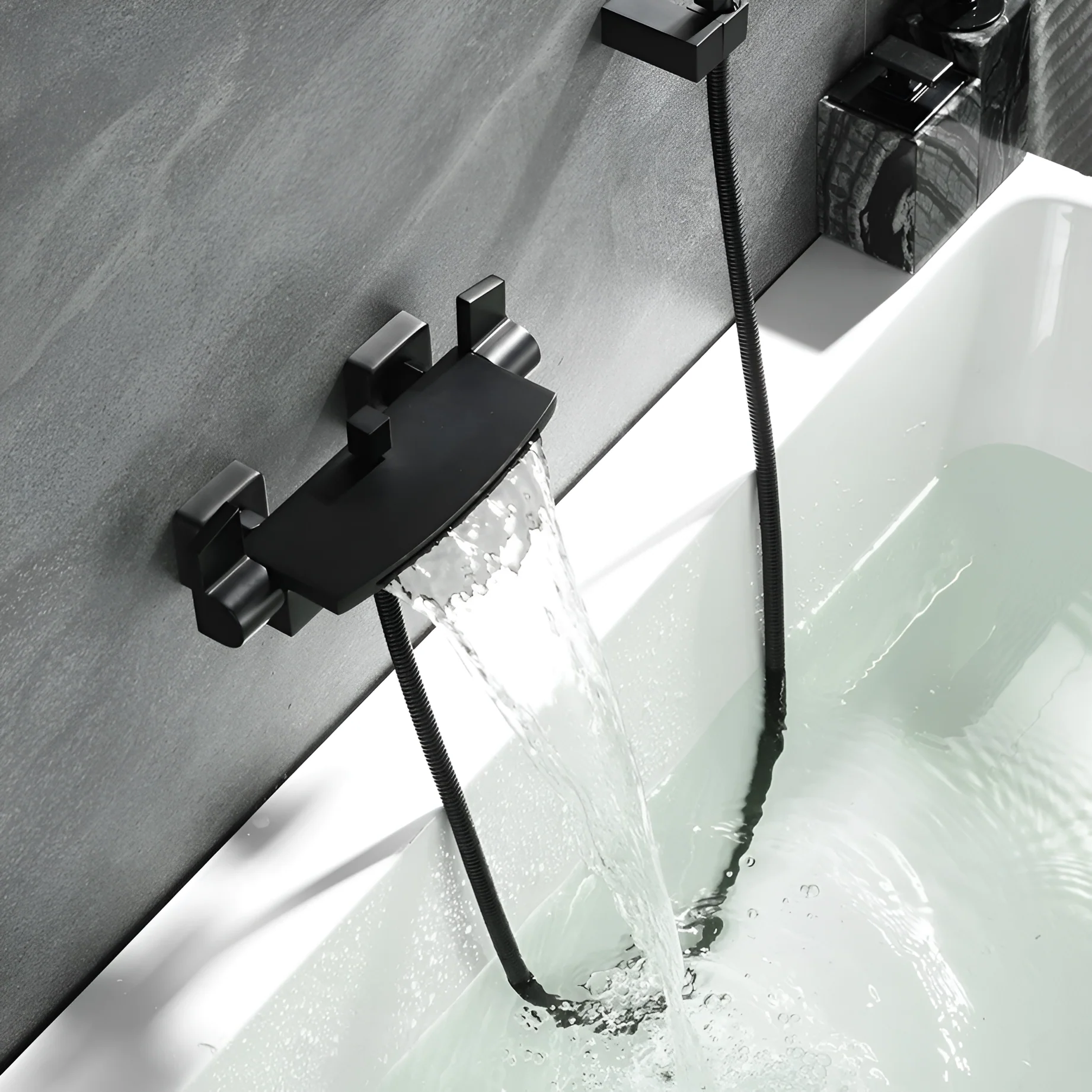 Westhafen - Modern Waterfall Shower Bathtub Wall Mounted Faucet Kit - Image 17