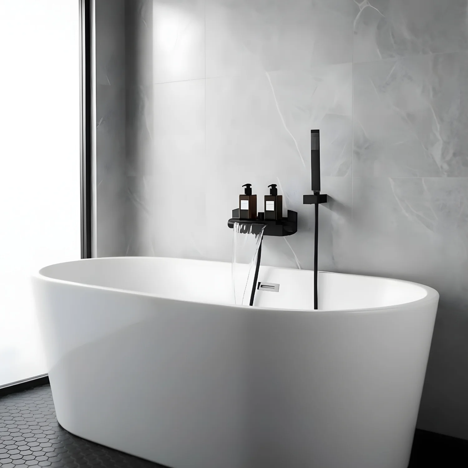Westhafen - Modern Waterfall Shower Bathtub Wall Mounted Faucet Kit - Image 6