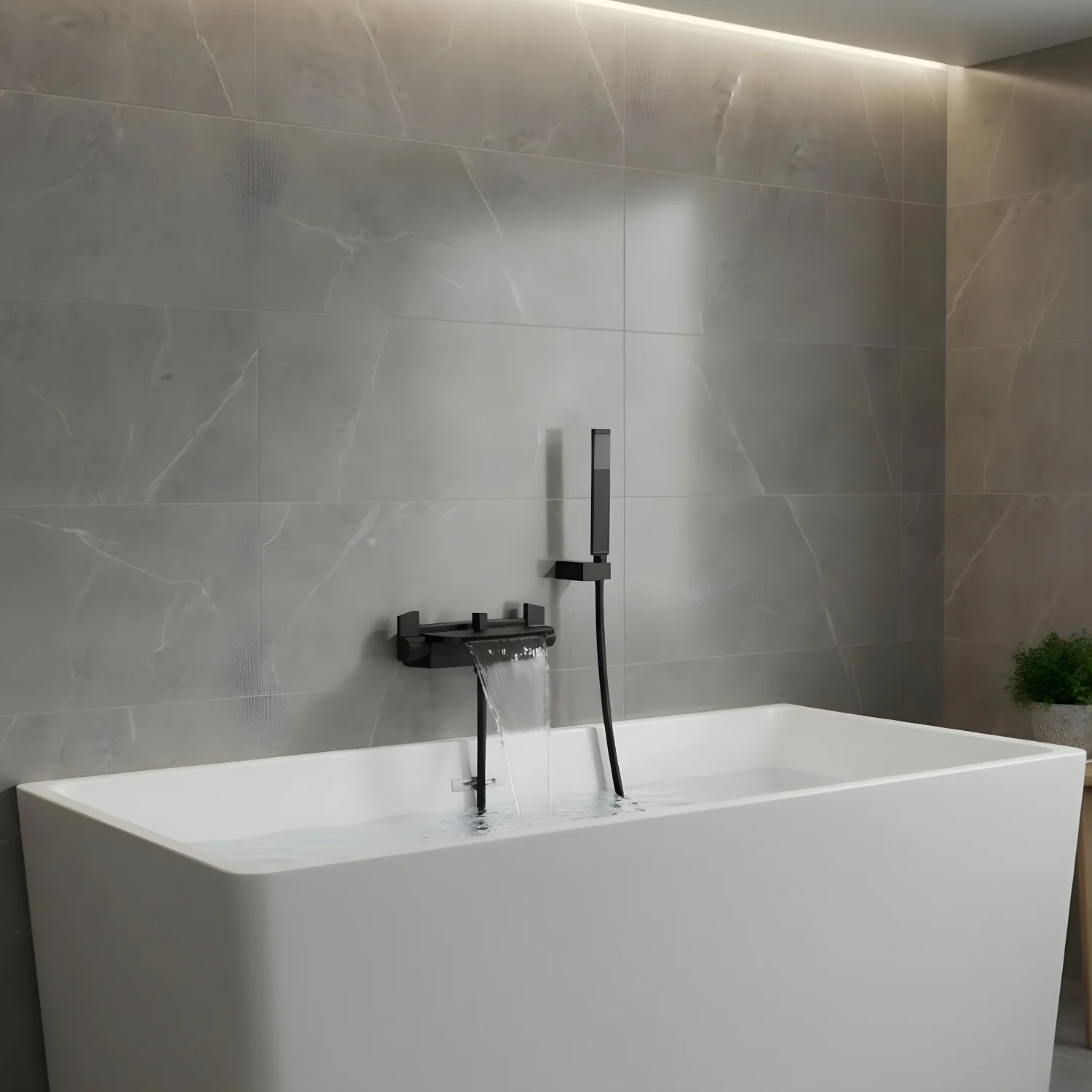 Westhafen - Modern Waterfall Shower Bathtub Wall Mounted Faucet Kit - Image 7