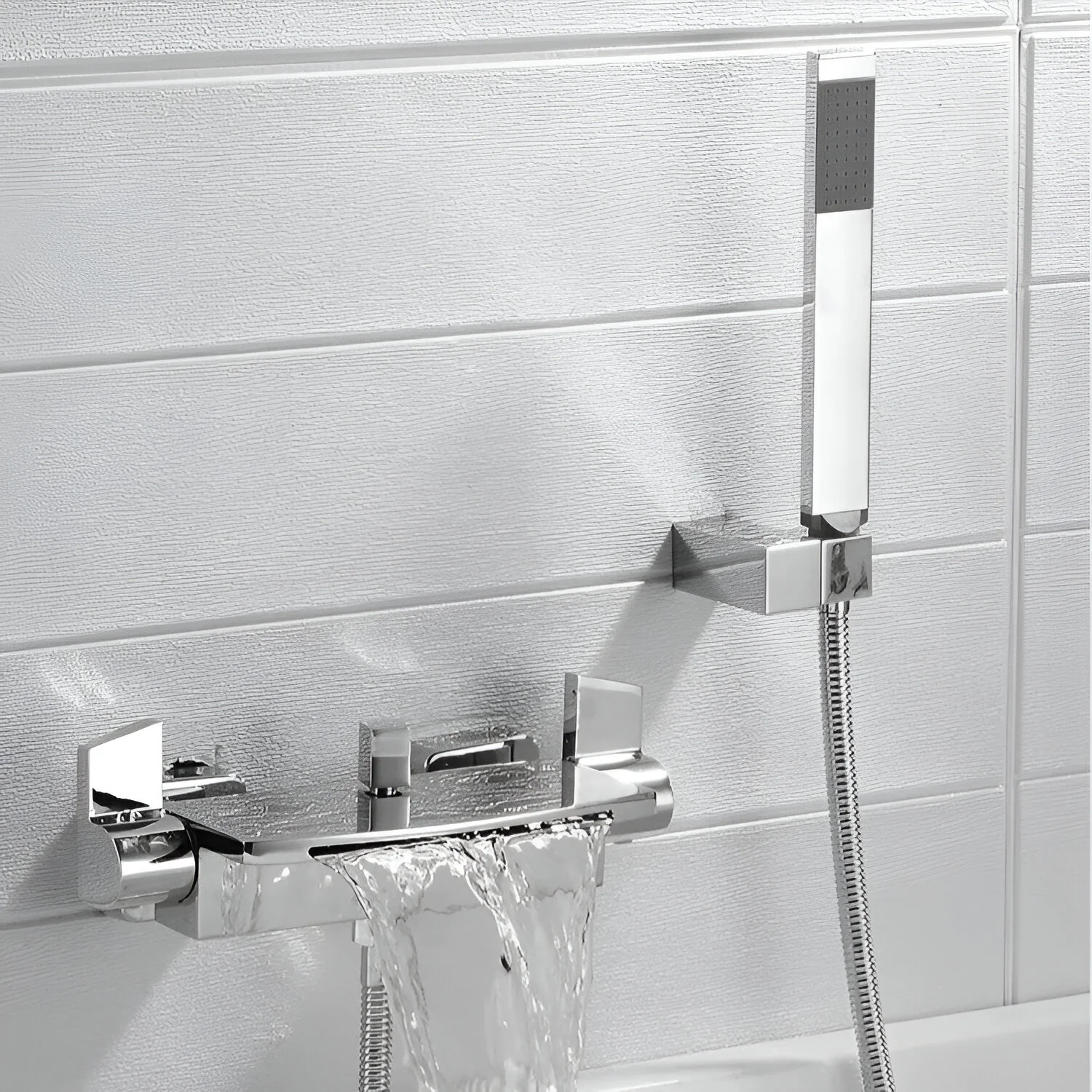 Westhafen - Modern Waterfall Shower Bathtub Wall Mounted Faucet Kit - Image 8