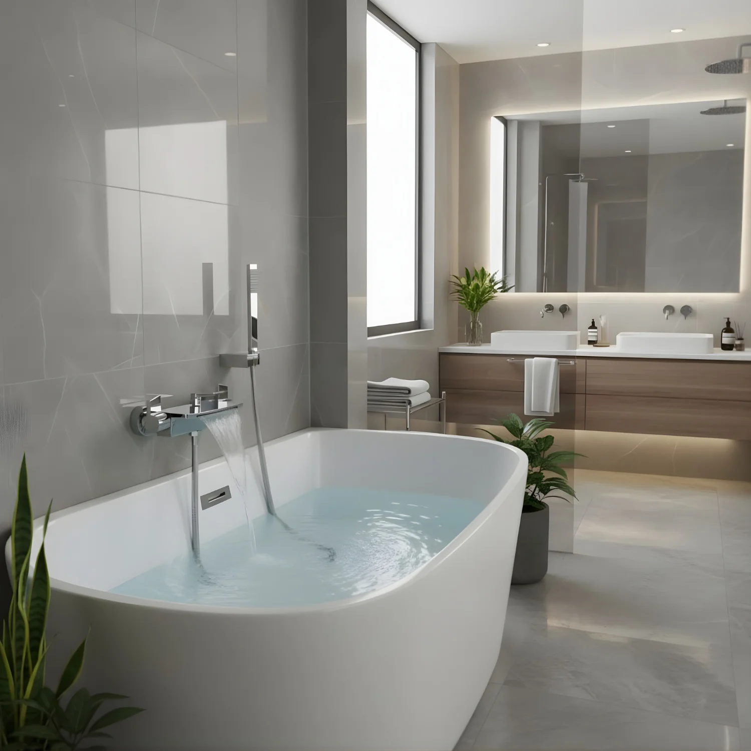 Westhafen - Modern Waterfall Shower Bathtub Wall Mounted Faucet Kit - Image 9