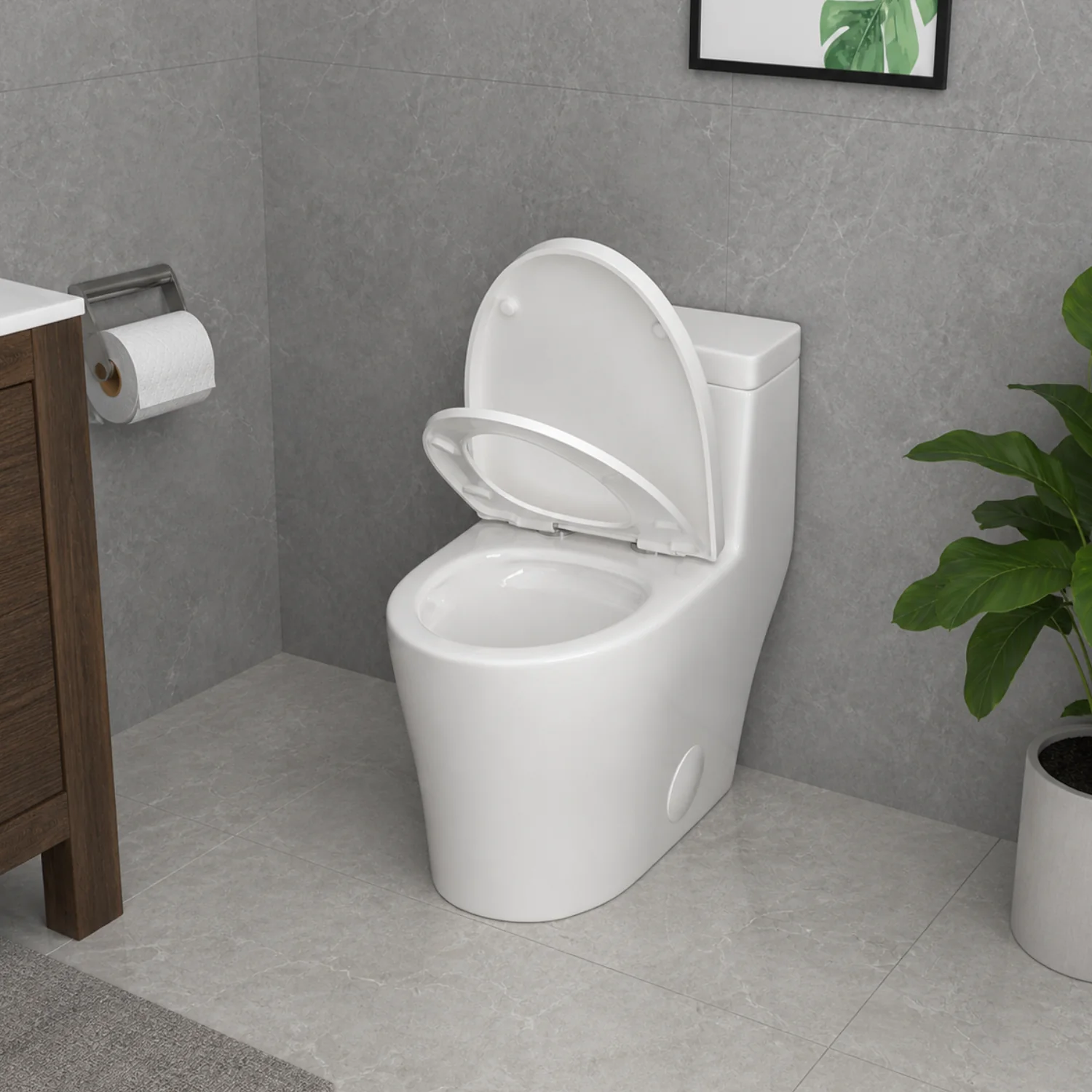 Ystad - One Piece Toilet with Single Flush Soft Closing Seat Concealed Tank Elongated Bowl Floor - Image 10