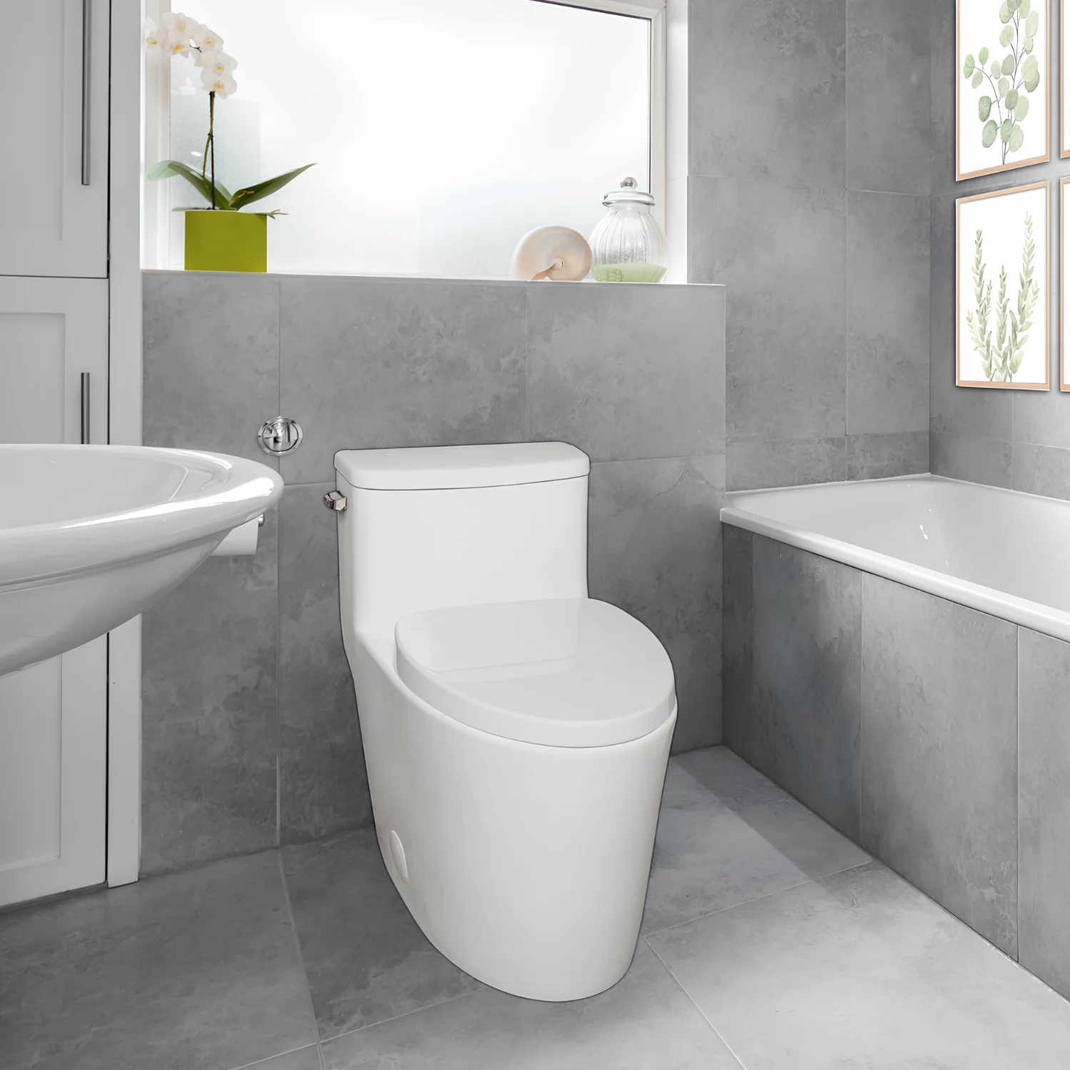 Ystad - One Piece Toilet with Single Flush Soft Closing Seat Concealed Tank Elongated Bowl Floor - Image 4