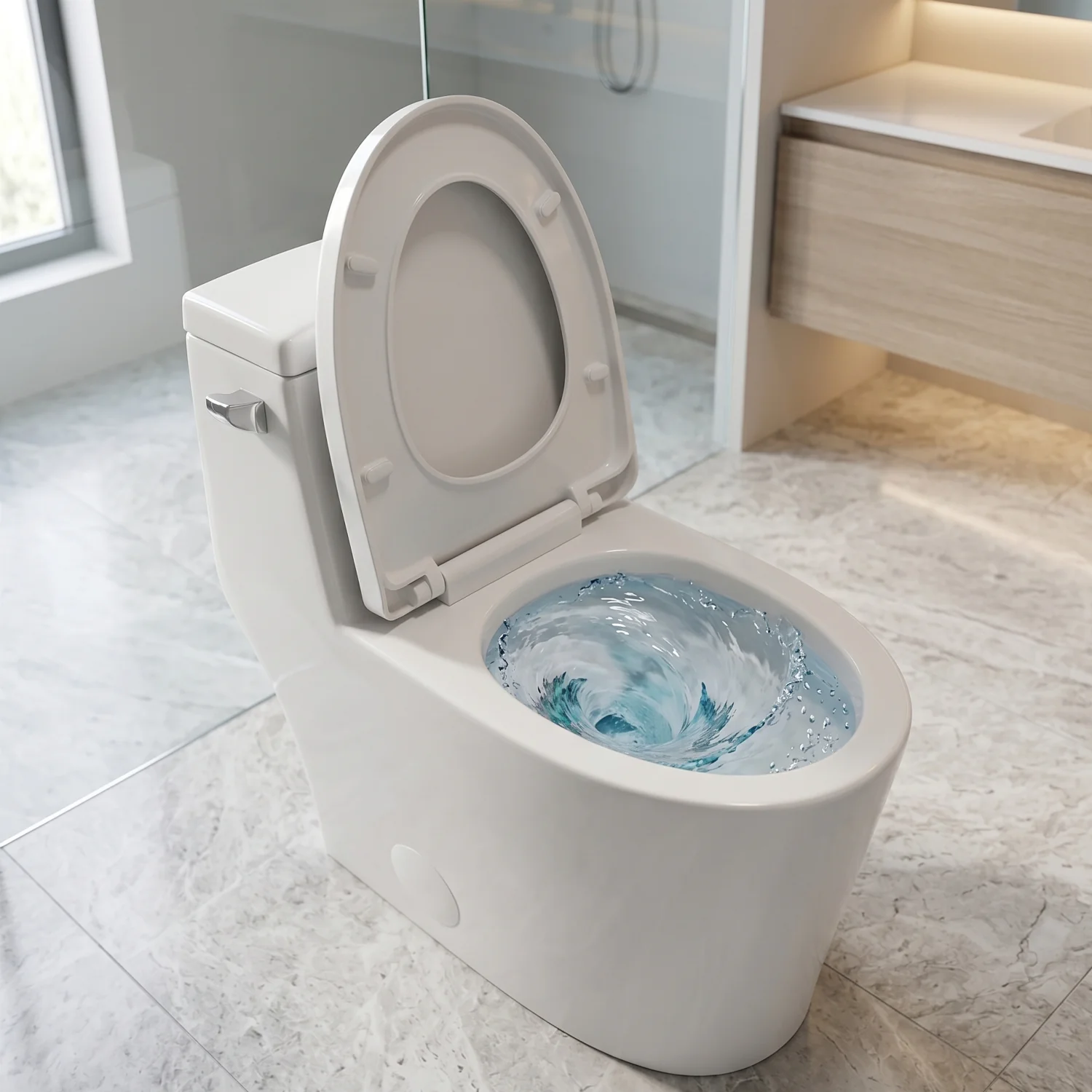 Ystad - One Piece Toilet with Single Flush Soft Closing Seat Concealed Tank Elongated Bowl Floor - Image 7