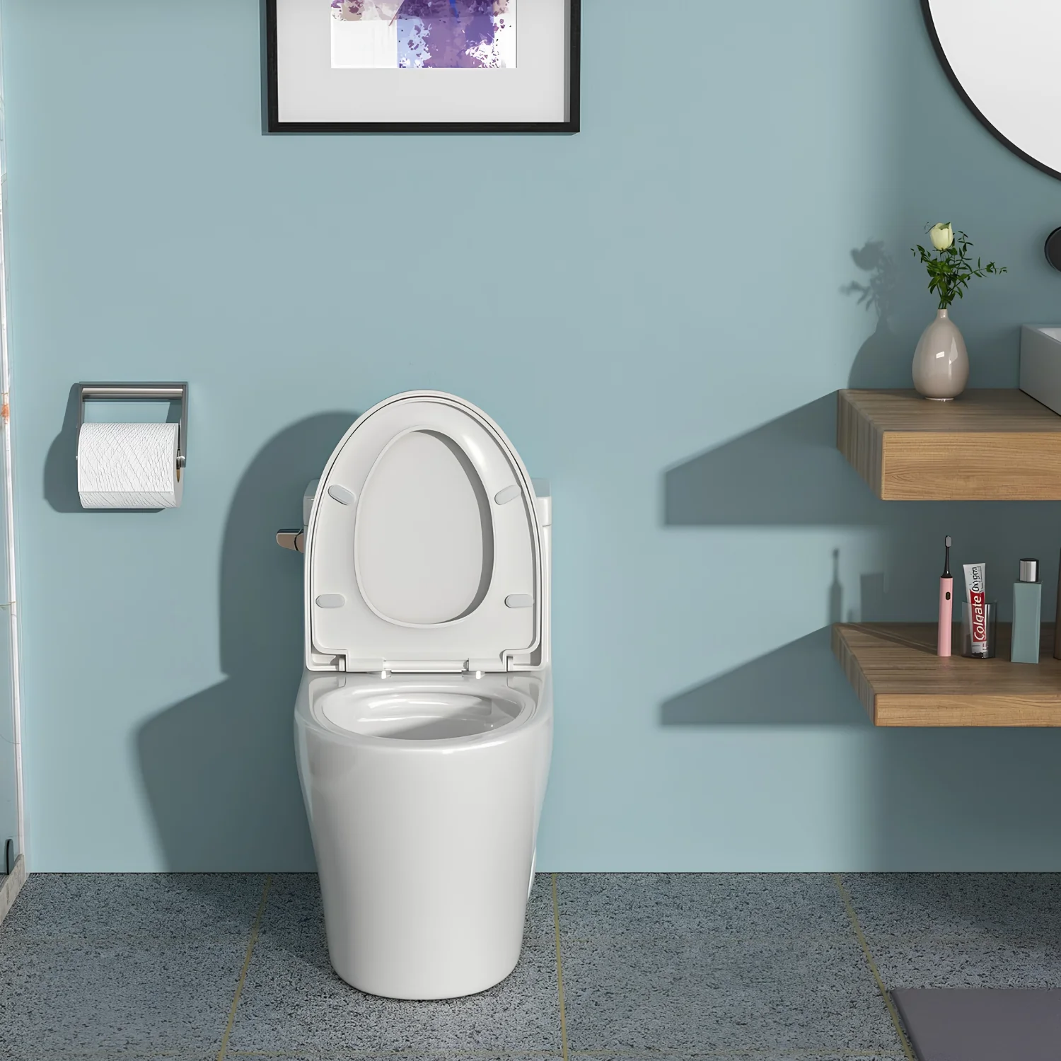 Ystad - One Piece Toilet with Single Flush Soft Closing Seat Concealed Tank Elongated Bowl Floor - Image 9